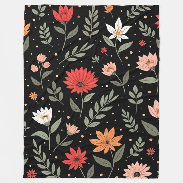 Floral Vintag Schöne moderne Sammlung Fleecedecke (Vorderseite)