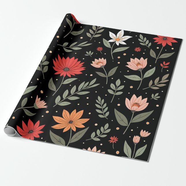 Floral Vintag Schöne moderne Sammlung Geschenkpapier (Ungerollt)
