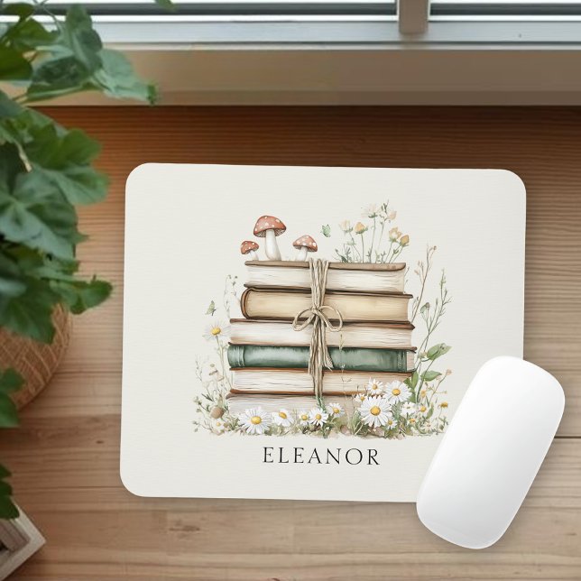 Floral Vintage Books Feminine Personalized Mousepad (Von Creator hochgeladen)