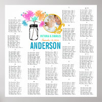 Floral Vintage Modern Mason Jar Seating Chart