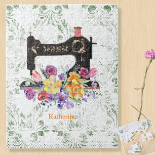 Floral Vintage Sewing Machine Personalized