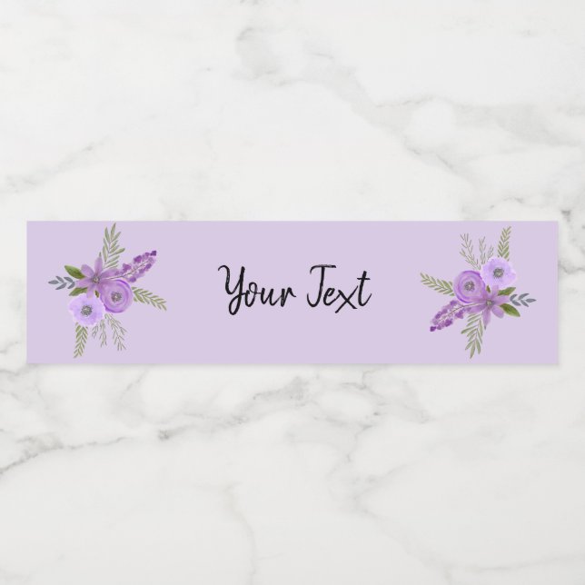 Floral Violet Lavendel Wasserfarbe (Einzelnes Label)