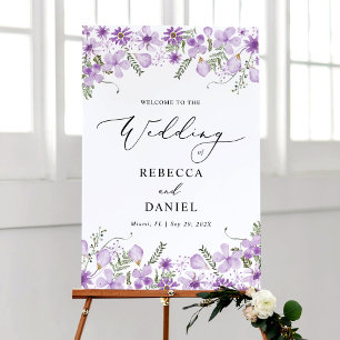 Floral violet moderne Bienvenue à notre affiche Ma