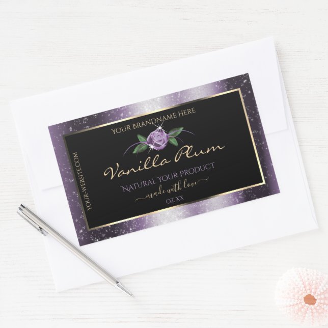Floral violet noir produit Étiquettes Parties scin (Enveloppe)