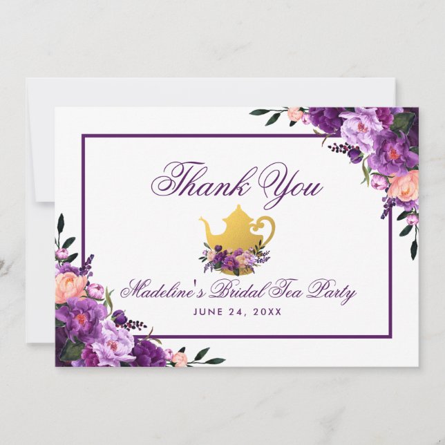 Floral violet or Merci de la fête du thé de la nup (Devant)