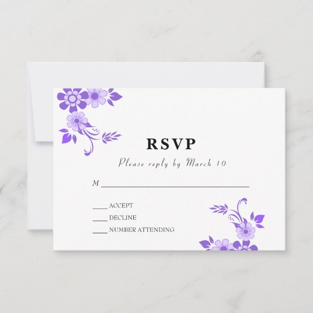 Floral Violet RSVP Karte (Vorderseite)