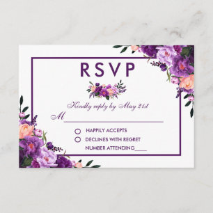 Floral violet ultra violet Mariage RSVP V
