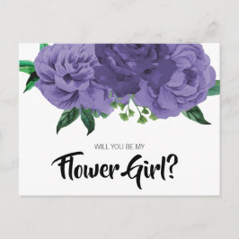 Floral Violet violet Be My Flower Girl Carte Posta