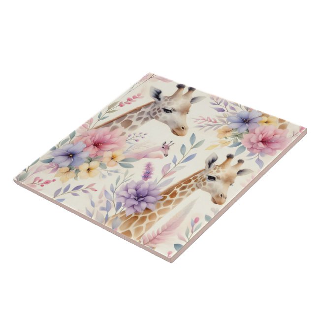 Floral Vivid Giraffe Tile Design Fliese (Seite)