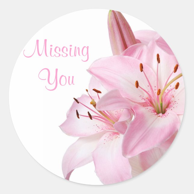 Floral Vous Manquant Pink Lily Sticker Étiquette (Devant)