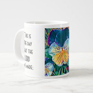 Floral w/Scripting Verse, Aquarellfarbe Jumbo-Tasse