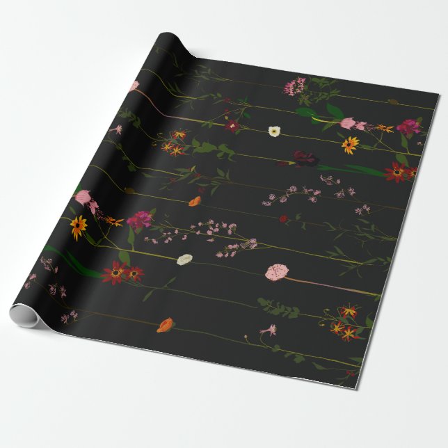 Floral Wallroll - Dunkel Geschenkpapier (Ungerollt)