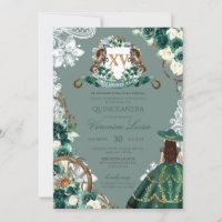 Floral Wappen Emerald Green Charro Quinceanera Inv