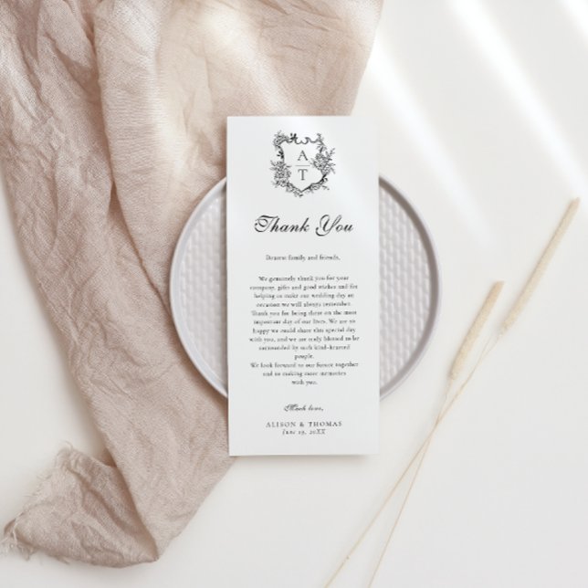 Floral Wappen Monogram Wedding Danke Platzkarte Menükarte (Von Creator hochgeladen)