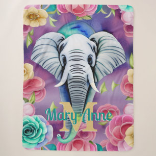 Floral Wasserfarbe Elefantenname Personalisiert Sherpadecke