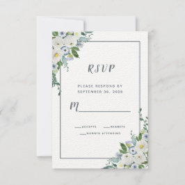 Floral Wasserfarbe Elegante Hochzeit Weiß Grau RSVP Karte