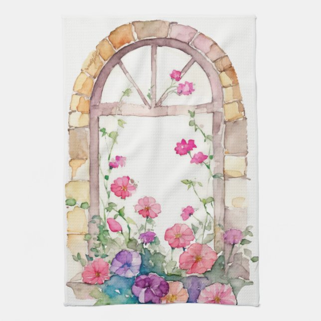 Floral Wasserfarbe gestrichen Arch Geschirrtuch (Vertikal)