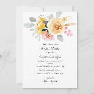 Floral Wasserfarbe Pastell Minimalistisches Brautp Einladung