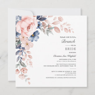 Floral Wasserfarbe Rosa Foliage Bridal Brunch Einladung