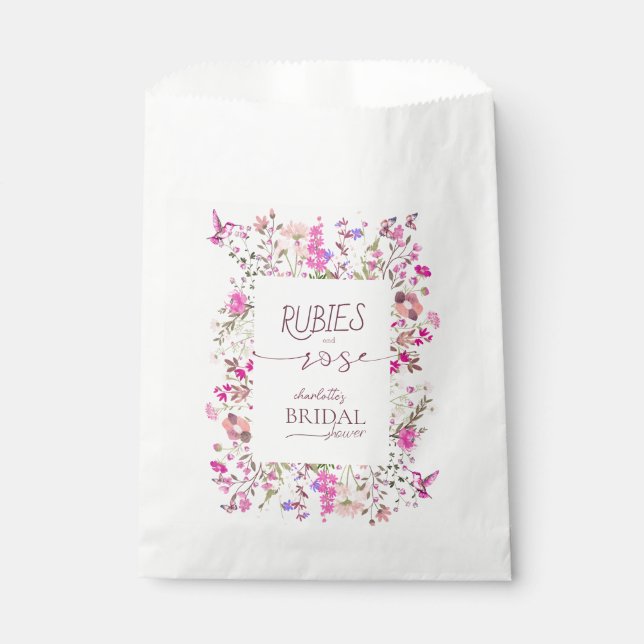 Floral Wasserfarbe Ruby Rose Bridal Dusche Geschenktütchen (Vorderseite)