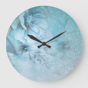 *~* Floral Wasserfarbe Türkisfarbener Glitzer Große Wanduhr
