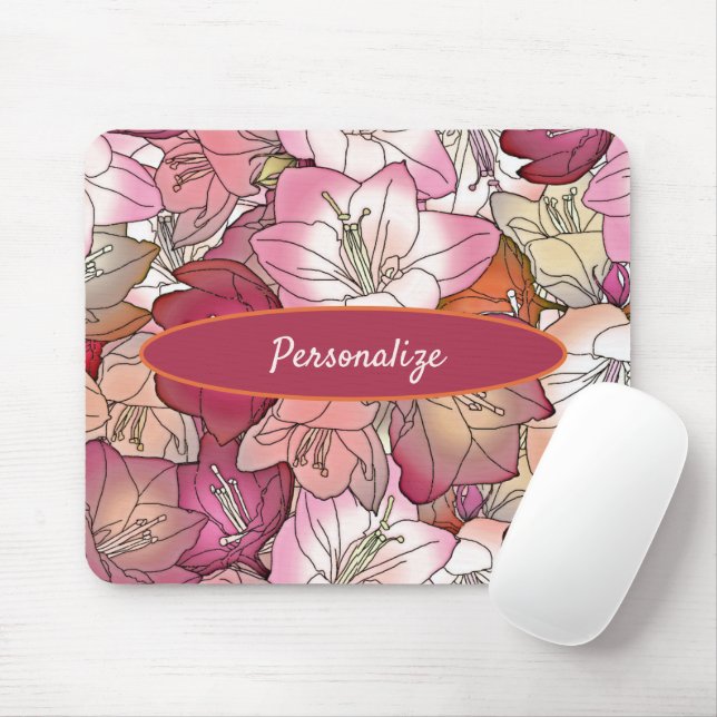 Floral Wasserfarben Pink Purple Blumen Persönliche Mousepad (Mit Mouse)