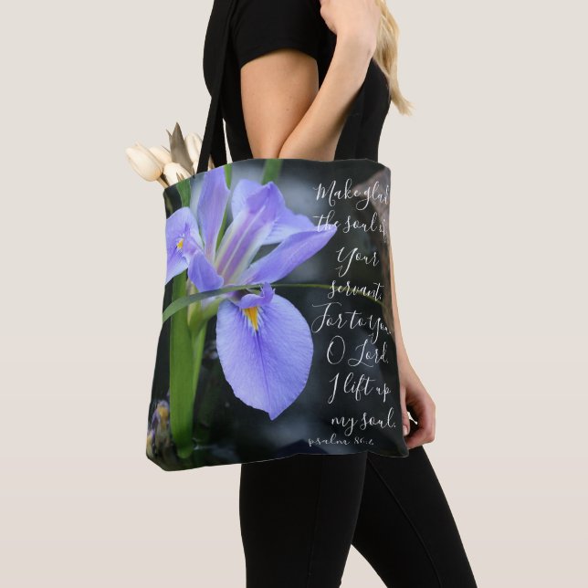 Floral (Wasserris) mit/Vers aus Psalm 86:4 Tasche (Von Nahem)