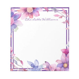 Floral Water Border Personalisiert Notizblock