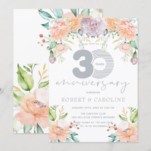 Floral Watercolor 30. Hochzeitstag Einladung