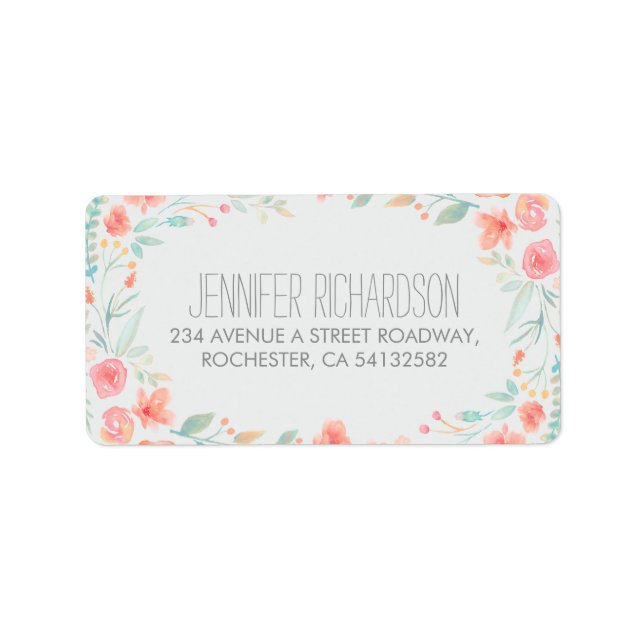 Floral Watercolor-Adressetiketten Adressaufkleber (Vorne)