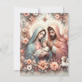 Floral Watercolor Baby Jesus Principe Papier Einladung