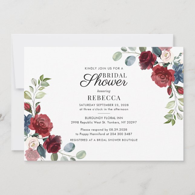 Floral Watercolor Boho Brautparty Einladung (Vorderseite)