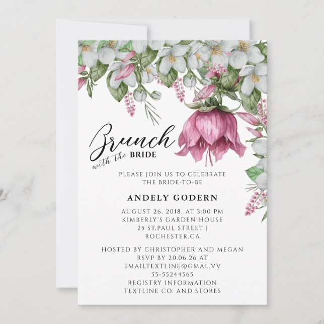 Floral Watercolor Bridal Shower Einladung (Vorderseite)