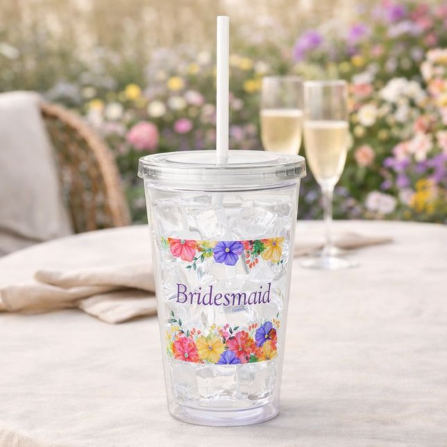 Floral Watercolor Bridesmaid Acryltrinkbecher (Von Creator hochgeladen)