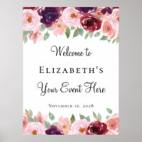 Floral Watercolor Burgund Blush Blush jedes Ereign