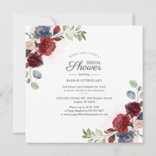 Floral Watercolor Burgundy Blush Brautparty Einladung