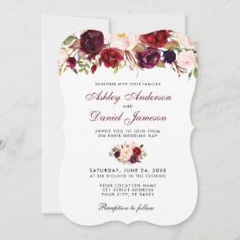 Floral Watercolor Burgundy Wedding Einladung BR