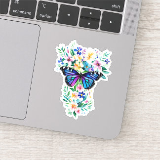 Floral Watercolor Butterfly Aufkleber