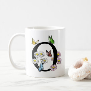 Floral Watercolor Butterfly Monogram Letter O Kaffeetasse