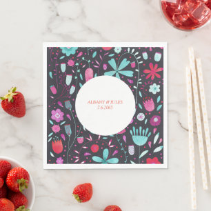 Floral Watercolor Dunkel Serviette