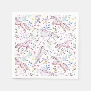 Floral Watercolor Einhornmuster Serviette