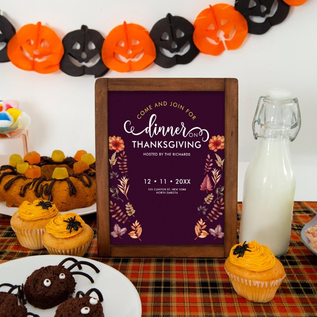 Floral Watercolor Erntedank Abendessen Poster (Von Creator hochgeladen)