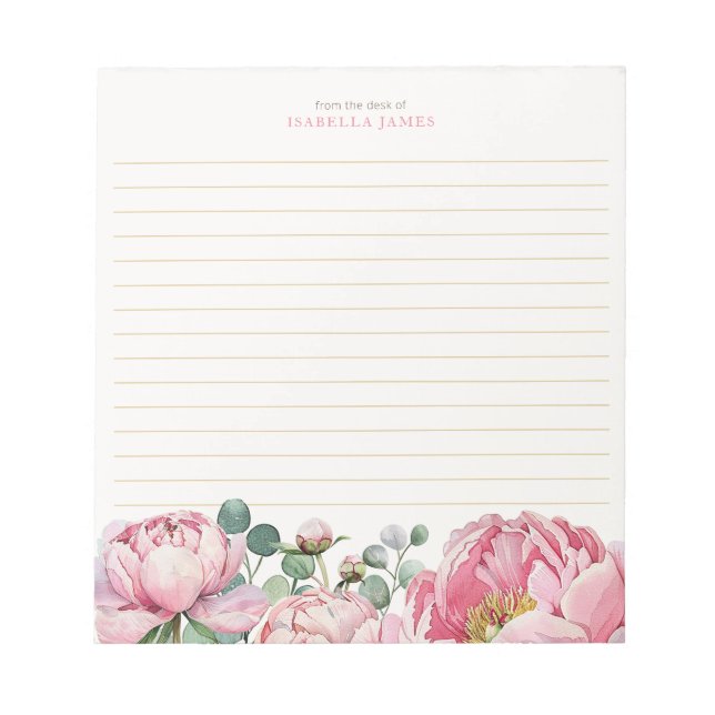 Floral Watercolor Eukalyptus Grüne Personalisiert Notizblock (Vorderseite)