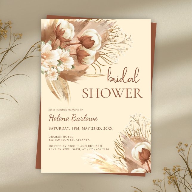 Floral Watercolor Fall Boho Brautparty Einladung (Floral Watercolor Boho Bridal Shower Invitation)