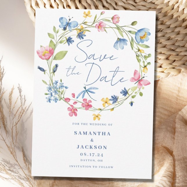 Floral Watercolor Hochzeitkarte Save the Date (Von Creator hochgeladen)