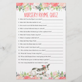 Floral Watercolor Kühe Kinderzimmer Rhyme Quiz