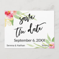 Floral Watercolor Lässig Handschrift Save the Date