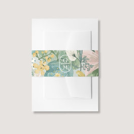 Floral Watercolor Monogram Wedding Invitation  Einladungsbanderole