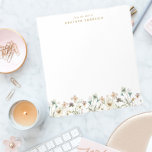 Floral Watercolor Notepad Notizblock<br><div class="desc">Aquarellbilder für Blumenmuster Das stilvolle und stilvolle Notizblock mit atemberaubendem, handgemalten Aquarellpinke, staubblauem Blau und hellgelben zarten, gepressten Vintagen Wildblumen mit schlängelgrünen Botanicals.</div>
