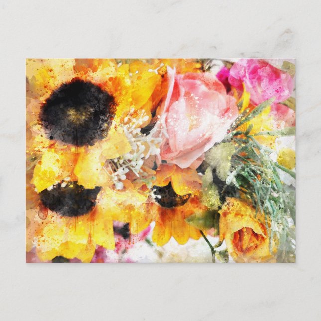 Floral Watercolor Postcard 3 Postkarte (Vorderseite)
